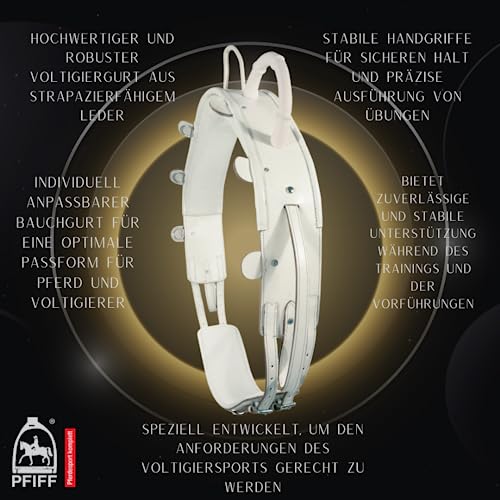 Foto von PFIFF 004177 Voltigiergurt 'Extra', stabile Handgriffe, anpassbarer Bauchgurt, weiß, Full