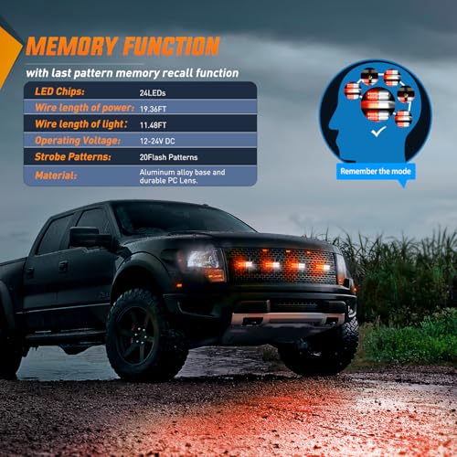 Image of Nilight 4PCS LED Strobe Lights 12V 24V Sync Feature Red White | 24LED Emergency Hazard Warning Lights with Controller Hard Wire or Cigarette Lighter Plug for Car Truck RVs Campers