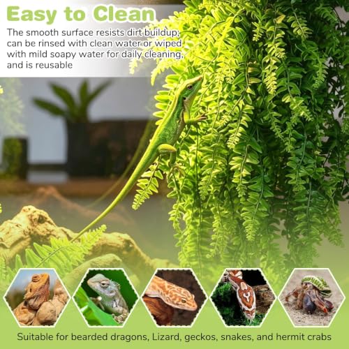 Image of PINVNBY Reptile Plants Hanging Fake Vines Boston Climbing Terrarium Plant with Suction CupA‚ for Bearded Dragons Lizards Geckos Snake Pets Hermit Crab and Tank Habitat Decorations-2pack