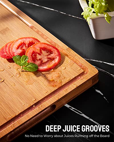 Large Bamboo Cutting Boards For Kitchen, Bezia 20" X 15" Thick Butcher Block Countertop W/Juice Groove, 100% Natural Bamboo Cheese Charcuterie Carving Serving Board Tray For Meat, Fruit, & Snacks #TOP4