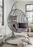  Destiny Coco Deluxe II Grau Meliert Hängesessel Polyrattan Hängekorb Hängestuhl