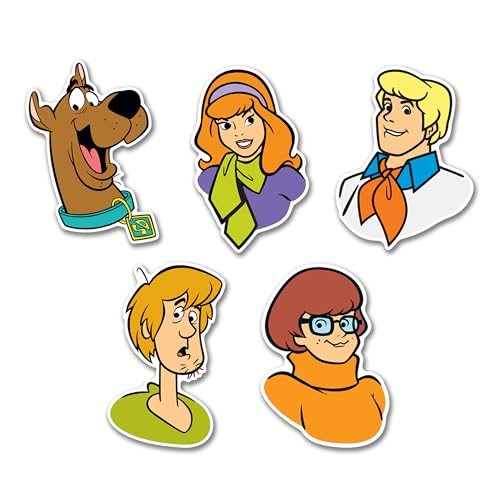 Image of Elektroplate Officially Licensed Scooby-Doo Mystery, Inc. Faces Dynamic Decals | Premium Auto-Grade All Weather Vinyl Sticker for Car, Water Bottle, Laptop, Cooler, Phone | Made in USA | Set of 5