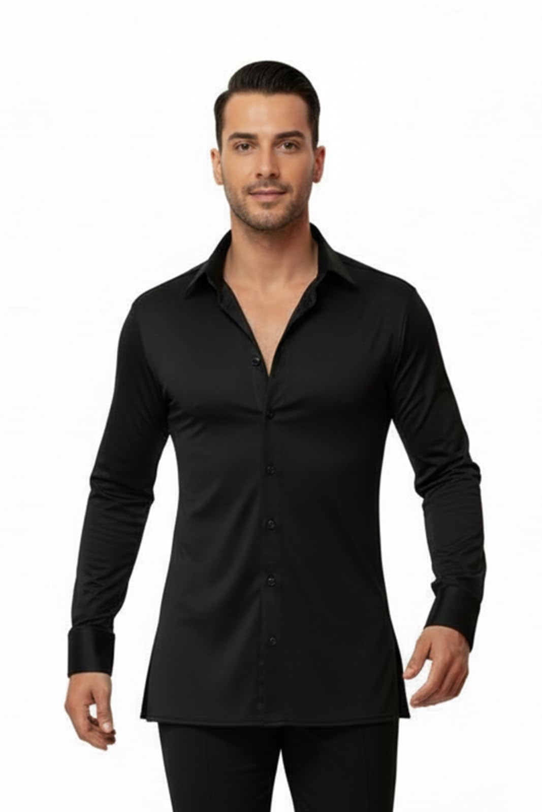 Camicia Uomo con Spacchi Laterali per Danza Latino Americano e Standard