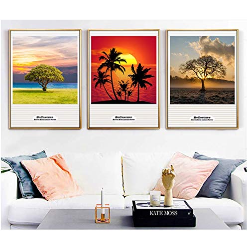 Cuadros de paisajes de árboles de 3 piezas en lienzos de decoración para pared 50x70cm