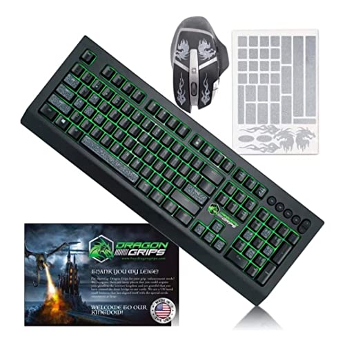 Dragon Grips Gaming Keyboard Grips Set For Backlit Keycaps Mechanical Keyboard & Gamer Mouse (Clear) Self Adhesive | Designed For Razer Redragon Logitech Corsair & All Gaming Keyboards | 35 Pc Set #TOP14
