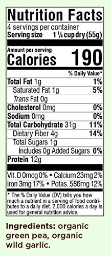 Al Dente Plant Based Pasta Green Pea + Wild Garlic, 8 Ounce (Pack of 6)