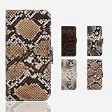 For iPhone 15Plus ケース手帳型 本革 レザー 牛革 蛇 パイソン柄 ヘビ柄 耐衝撃 スマホケース ベルトあり 手帳ケース 保護カバー (天海 カラー：キャメル Camel)