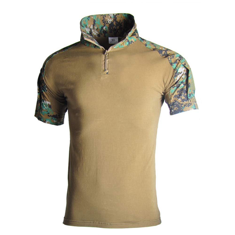 Lilychan Men's Jungle Digital Lilichan ’S Tactical Short Sleeve Shirts Military Shirt Outdoor Shirt Tactical Combat Shirt With Zipper (X-Large, )