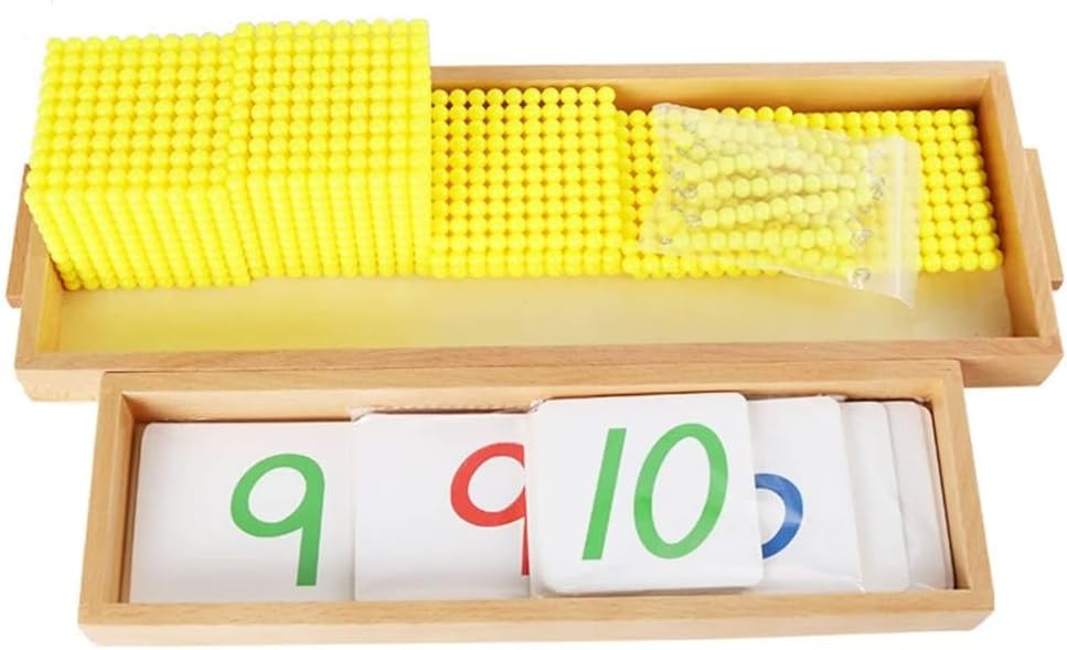 Montessori Decimal System Bank Game Set, Wooden Arithmetic & Place Value Math Toy for Kids 3+ Years