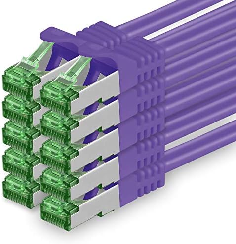 Cat.7 ethernet cable 0,5m - 10 Colors Set - 10 pieces - Cat7 lan network 10GBASE-T - 10000 Mbps (Sftp Pimf) double shielded patchcable RJ45 plug Cat.6a
