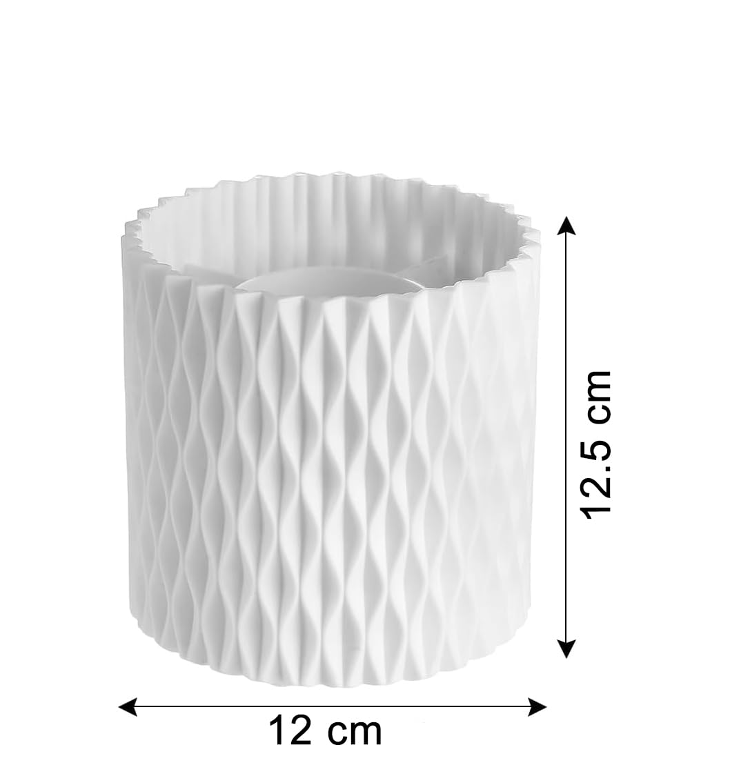 INOVERA (LABEL) 5 Slot Makeup Brush Organizer - 360° Rotating Cosmetic Brushes Storage Case Holder for Women, Girls (White)