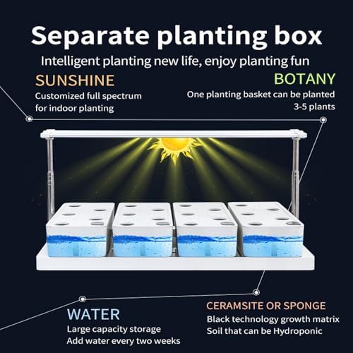 Sistema de cultivo hidropónico, kit de jardín interior de 20 cápsulas con 4 depósitos de agua extraíbles y altura ajustable, 3 tipos de luz LED de crecimiento, ajuste de tiempo libre, para la cocina
