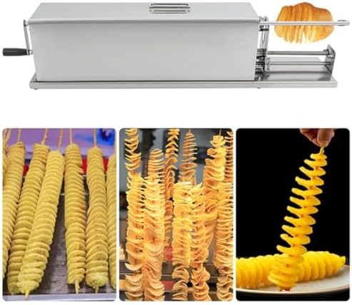 Semi-Automatic Electric Potato Spiral Cutter - 3-in-1 Stainless Steel Slicer for Potatoes, Carrots, Cucumbers - 40W Tornado Spiral Slicer for Commercial Use