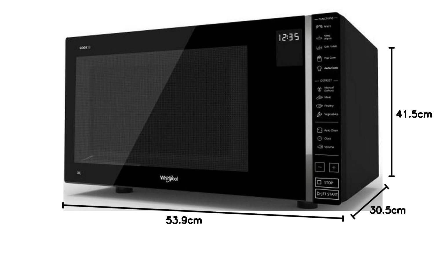 Whirlpool MWP 301 B Comptoir - Micro-ondes (Comptoir, Micro-ondes uniquement, 30 L, 900 W, Tactil, Noir)