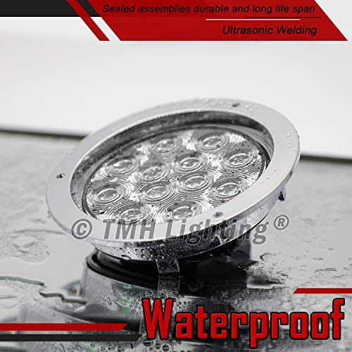 Tmh 4 Pcs 4 Inch Clear Lens Amber 12 Led Round Trailer Tail Lights With Chrome Bezel Flush Mount For Heavy Duty Truck Cabin Lorry Bus Rv Tow Flatbed Camper 12V Dc Gac12 #TOP3