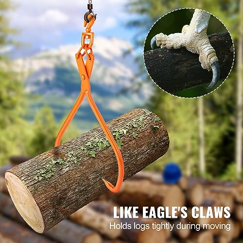 Image of VEVOR Heavy Duty Rotating Steel Lumber Skidding Tongs, 32 inch 2 Claw Log Lifting Tongs, 1543 lbs /700 kg Loading Capacity