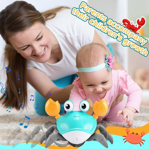 ZZQVIP Baby Spielzeug Krabbe Junge Mädchen, Spielzeug ab 1 2 3 Jahr, Crawling Crab Musikspielzeug, Geschenke für Kinder Spiele ab 3 4 Jahren, Familie Lernspielzeug für Tummy Time Toys