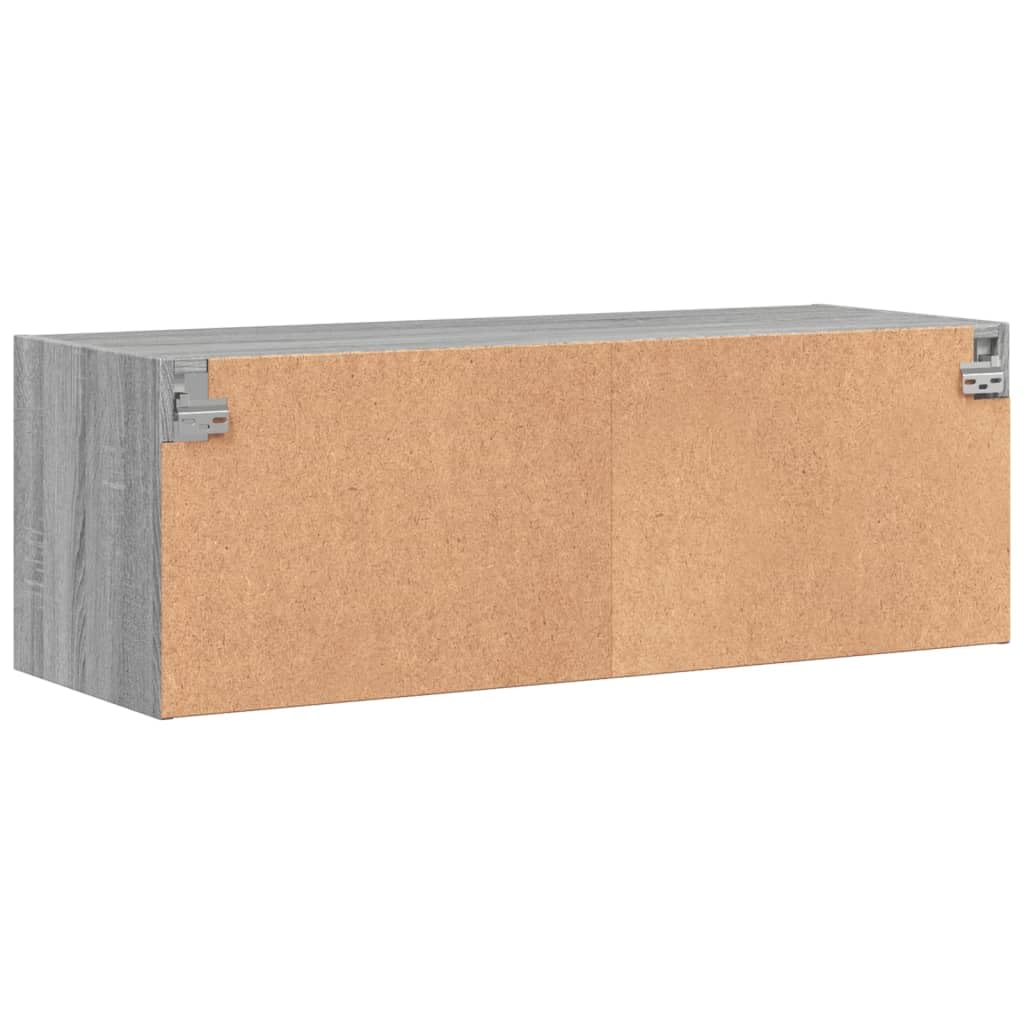 Wandschrank mit Glastüren, Grau Sonoma, 102x37x35 cm, robuster Holzwerkstoff, vielseitiger Büroschrank für stilvolle Aufbewahrung