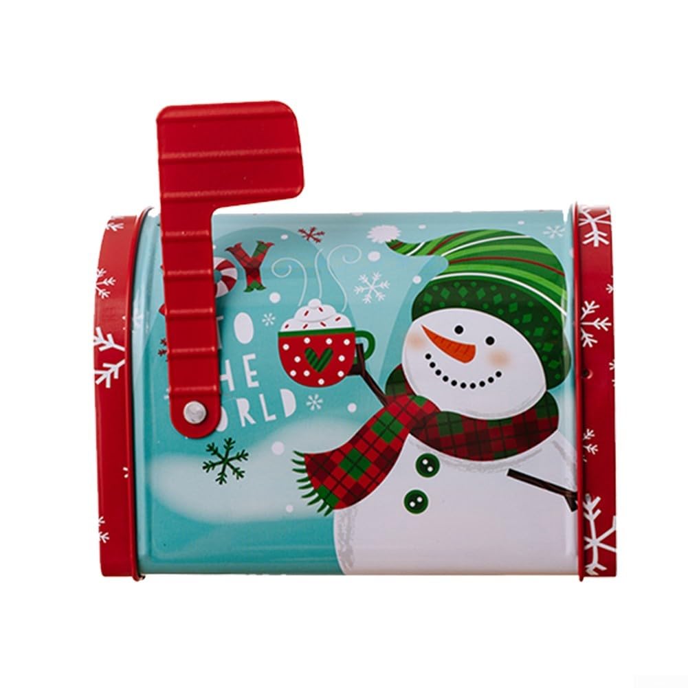 Emocionante buzón de lata para exteriores, perfecto para Navidad, camioneta roja, muñeco de nieve resistente a la intemperie (C)