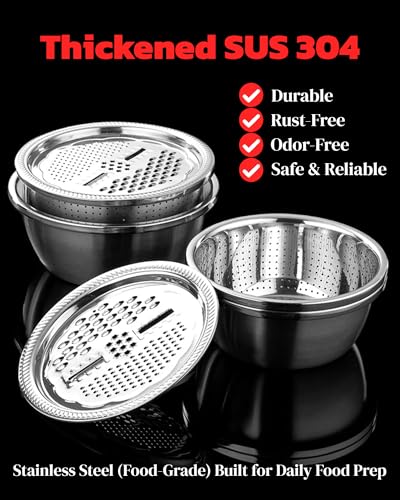Set de cocina 3 en 1 con tazones de acero inoxidable 304 grueso miniatura 3