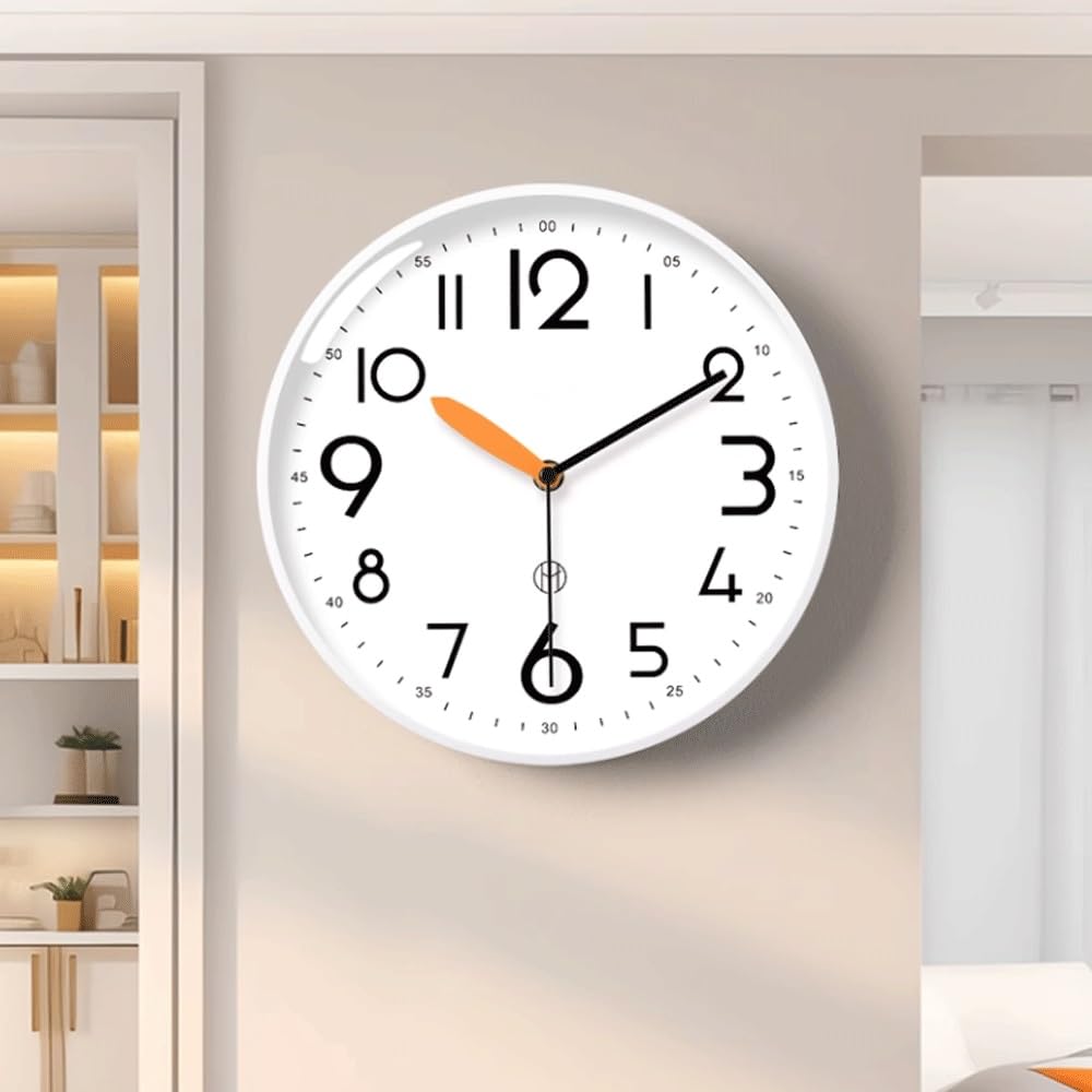 Tempo Orologio da parete semplice e silenzioso for il soggiorno di casa(Purple,Piccolo)
