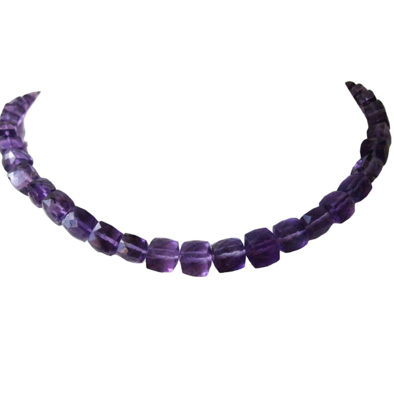 Améthyste véritable taillée en cubes facettés haut de gamme pour bijoux fins 4"