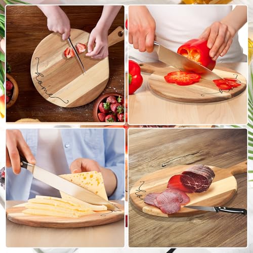 Tabla de cortar redonda de madera con accesorios 6 pcs miniatura 4
