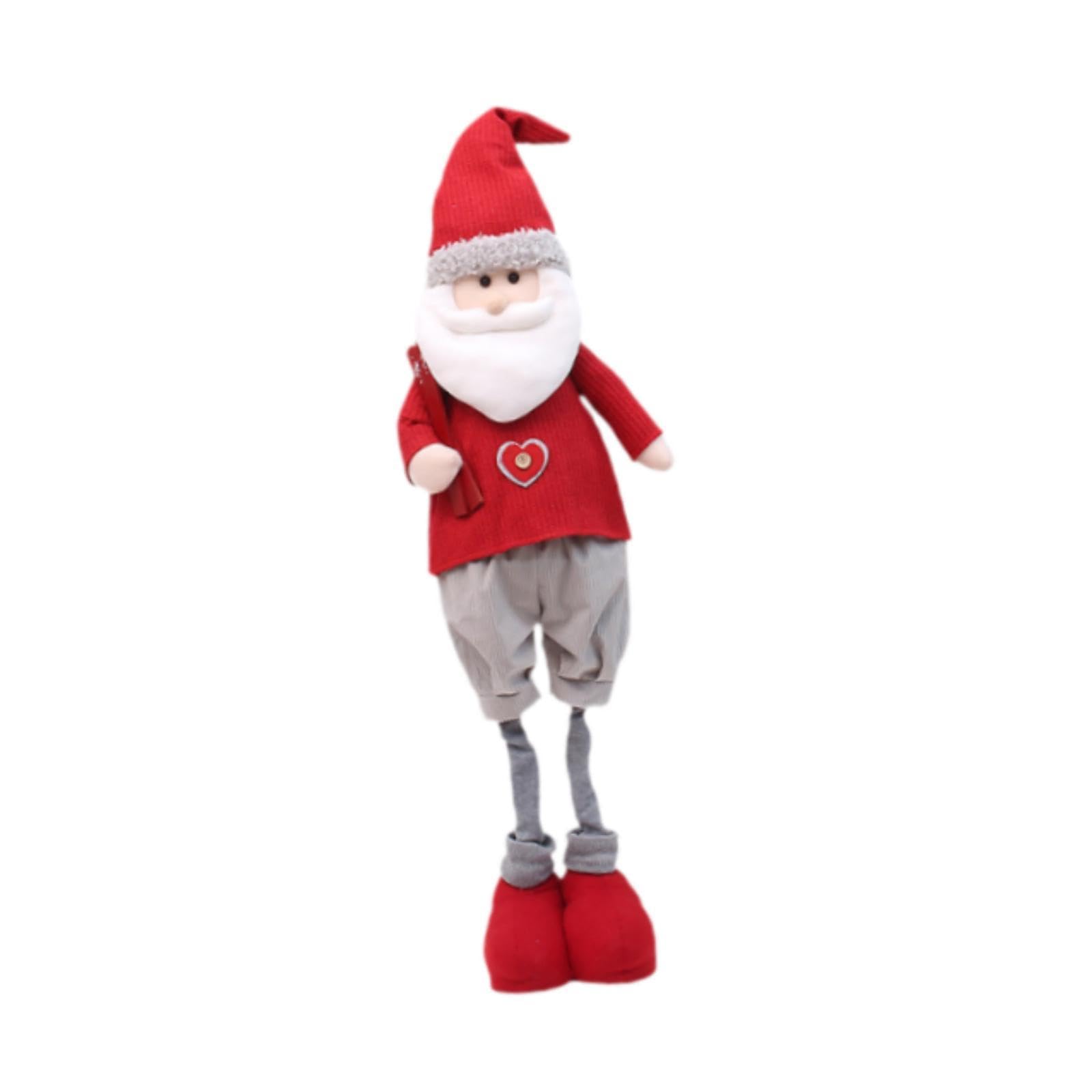 Figura Navideña, Figura de Peluche Retráctil, Adorno Navideño de Colección, Muñeco de Pie Navideño para Mesa de Granja, Papá Noel