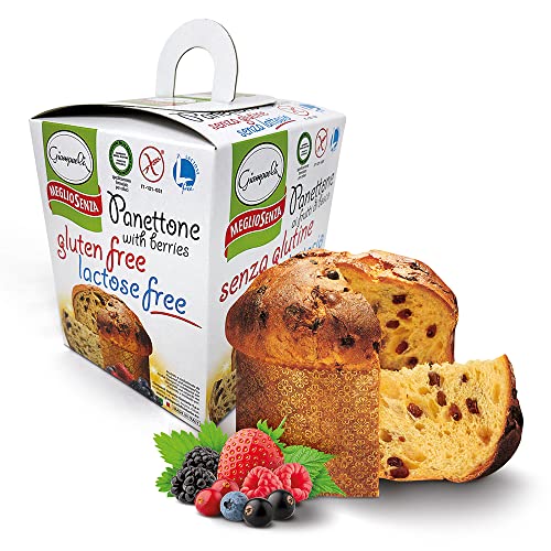 Panettone italiano sin gluten ni lactosa con bayas de fruta, 400 g, regalo tradicional de Navidad