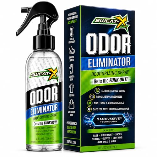 Sweat X Sport Extreme Odor Spray – Multipurpose Deodorizer for Stinky Shoes, Clothes, Sports Equipment & All Fabrics – Concentrated Formula, No Washing Required - Active Fresh Scent – 8 Fl Oz