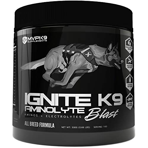MVP K9 Ignite K9 Aminolyte Blast - Electrolytes for Dogs - Supports Performance, Recovery and Efficiency - Helps Hydrate and Replenish Your Dog's Body During High Intense Training - (100 Servings)