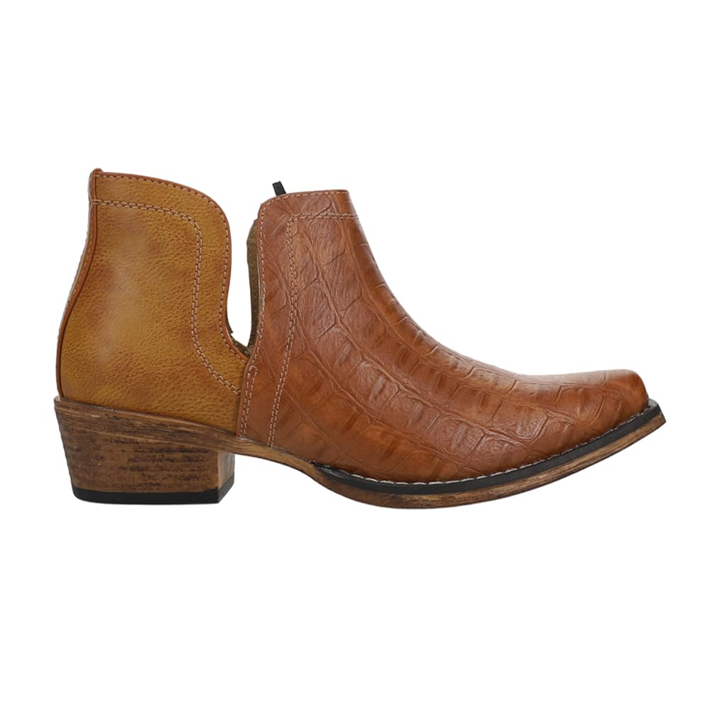 Roper Womens Ava Print Snip Toe Casual Boots Ankle Low Heel 1-2 - Brown