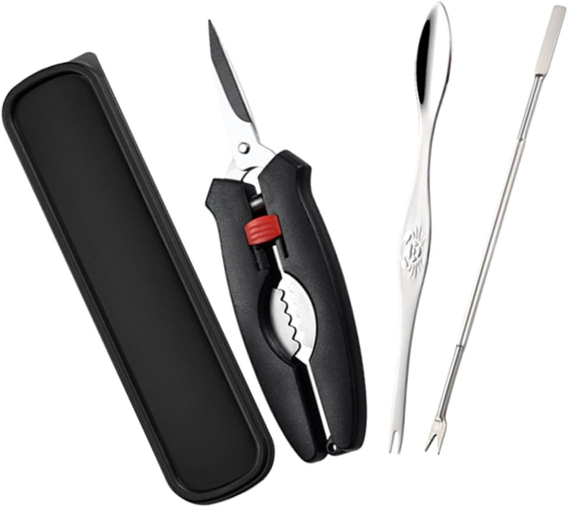 Seafood Tools Set Stainless Steel Crab Forks Scissors and Crab Leg Opener for Effortless Eating and Entertaining