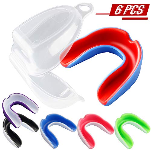 Vanmor 6 Pack Youth Mouth Guard Sports Mouthguard for Kids Double Colored Teeth