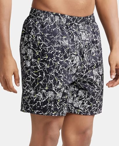 Image of Jockey NY07 Men's Super Combed Cotton Satin Weave Printed Boxer Shorts with Side Pocket