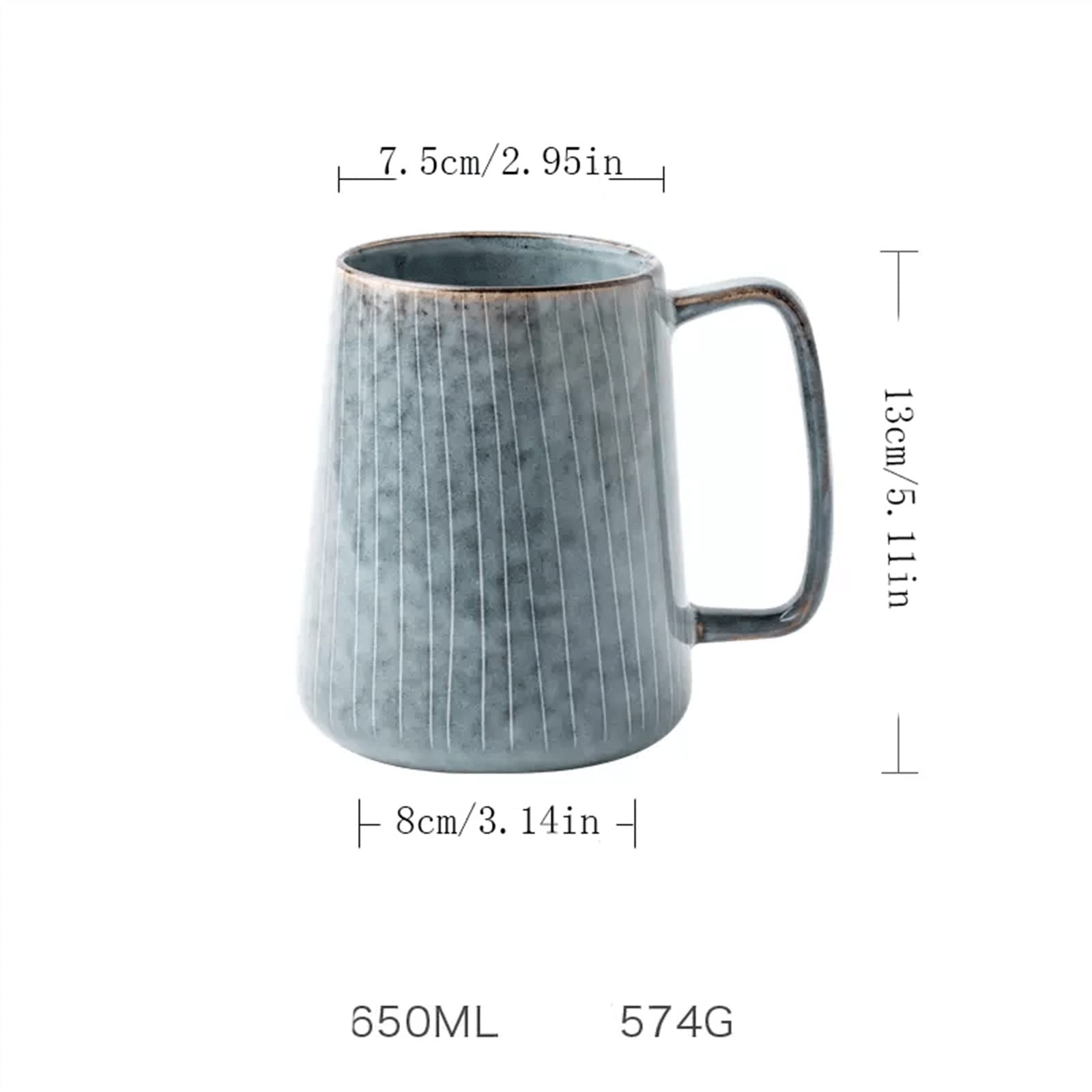 Nowoczesny styl 650 ml retro pionowy ziarno ceramiczny kubek do kawy dom osobowość super pojemność kubek biuro kreatywna herbata do gorącej czekolady