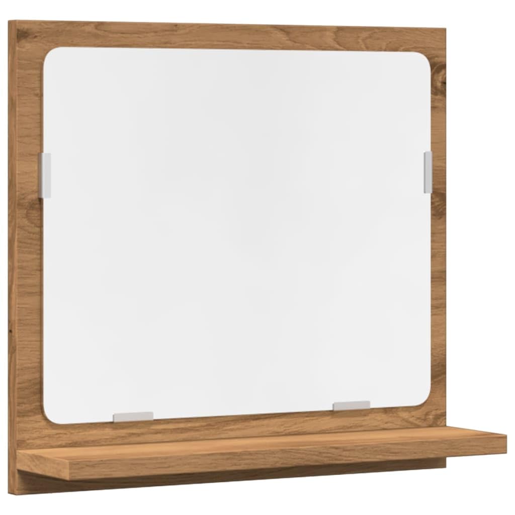 vidaXL Bathroom Mirror Cabinet, Wall Cabinet for Toilet Washroom, Storage Wall Cupboard with Mirror, Modern Style, Artisan Oak Engineered Wood