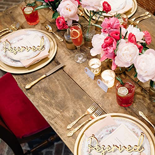 image for Yalikop 12 Pcs Reserved Signs for Wedding Chairs Hanging Wooden Reserv