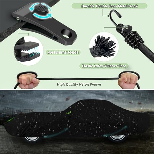 Image of Car Covers for 1968-1982 Corvette C3, 6 Layers 210T Waterproof All Weather Sun UV Rain Snow Outdoor Windproof Full C3 Car Cover with Cotton Lining & Door Zipper-Black