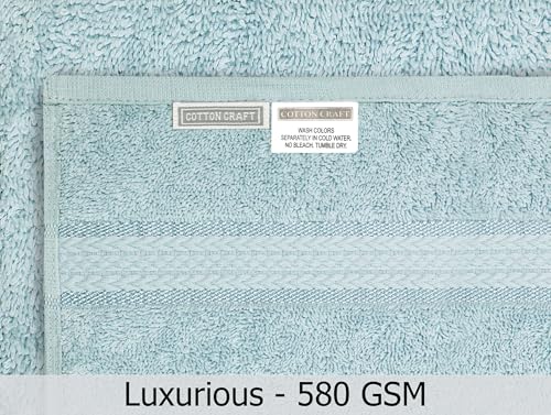 COTTON CRAFT Ultra Soft Bath Towels - 4 Pack XL Bathroom Towels - Oversized 30x54 - Absorbent Everyday Luxury Hotel Spa Gym Shower Beach Pool Travel Dorm - 100% Cotton Plush 580 GSM - Light Blue by COTTON CRAFT - Image 6