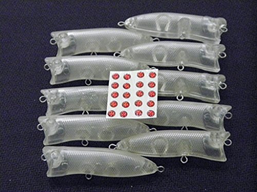 wLure 10 Blank Topwater Popper Unpainted Fishing Lures with Free Eyes UPT169