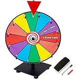 Klvied 12 Inch Heavy Duty Prize Wheel, 12 Slot Tabletop Color Spinning Wheel with 2 Model Clicker, Carnival Spin Wheel with Dry Erase Markers and Eraser for Trade Show, Fortune Spin Game