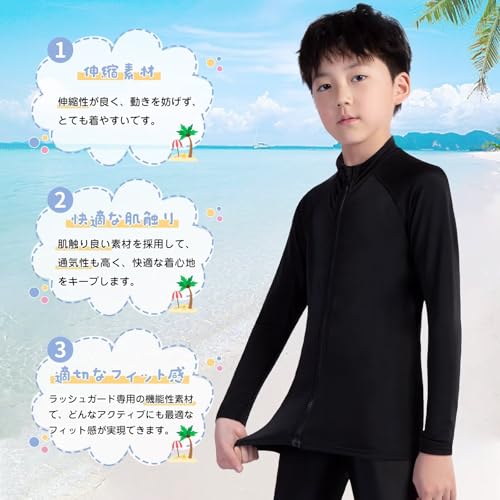 Rovidorx ラッシュガード キッズ 1161-blk-blk-140