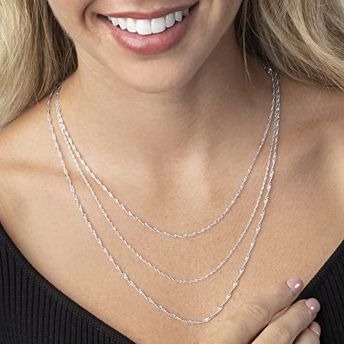 Ross-Simons Italian Sterling Silver 3-Strand Singapore-Chain Necklace. 18 inches3