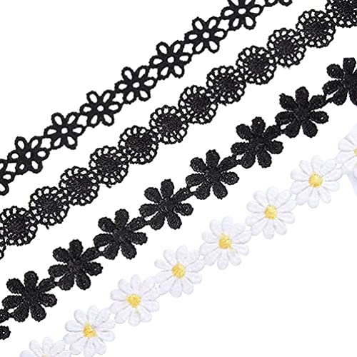 Meqnoig Black White Choker Necklace Lolita Lace Collar Retro Gothic Necklace Set For Women Girls #TOP1