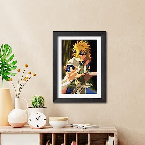 Image of TenorArts Minato Photo Frame Naruto Anime Laminated Poster Framed Painting with Matt Finish Black Textures (12inches x 9inches)