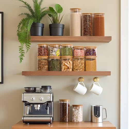 ComSaf 1 Qt Glass Storage Containers with Lids, Glass Jars with Lids, Clear Food Storage Jar, Round Canister Set of 6, Pantry Organizers for Cookie Pasta Flour Rice Tea Coffee Bean - Image 6