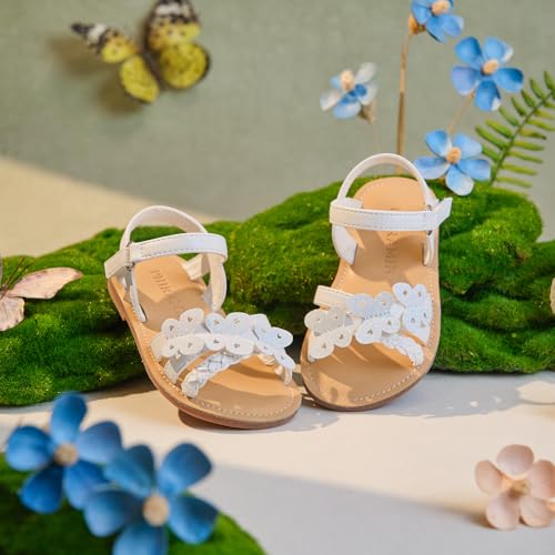 Image of PHIRAMIN Toddler Girl Sandals - Flower Girl Dress Shoes Open Toe Little Kid Flats