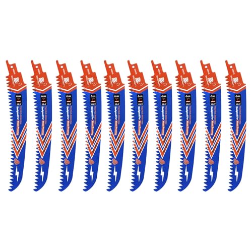 Image of Japanese Teeth Reciprocating Saw Blades 7 inch 10PCS - Curved Edge Wood Pruning Saw Blades 6TPI for Tree Trimming,Wood Cutting,Cr-V Sabre Saw Pruning Blade