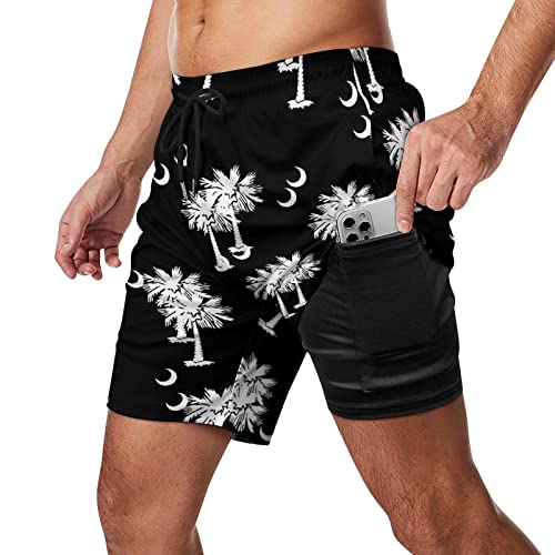 South Carolina Palmetto Moon Men's Swim Trunks Beach Board Shorts Quick Dry Bathing Suits with Liner2